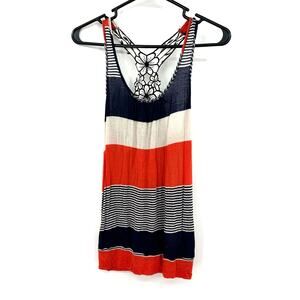 Forever 21 Size Small Tank Top Shirt Blouse Striped Orange Black Cream RacerBack